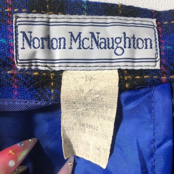 Norton McNaughton Blue Plaid Tweed Skirt Sz 10 - Picture 3 of 6